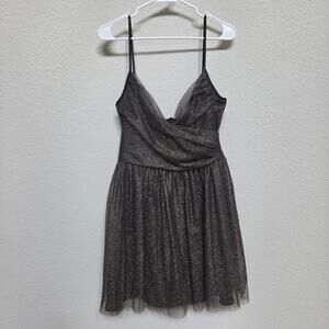 Necessary Objects Mini Dress Small / Medium Black Metallic Mesh Vintage 90s y2k